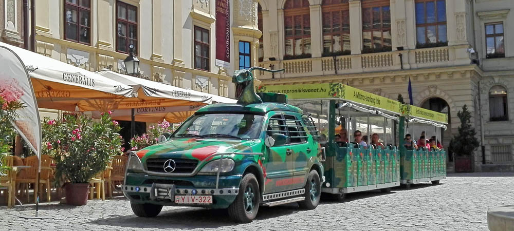 Dinosaur train in Sopron's old town