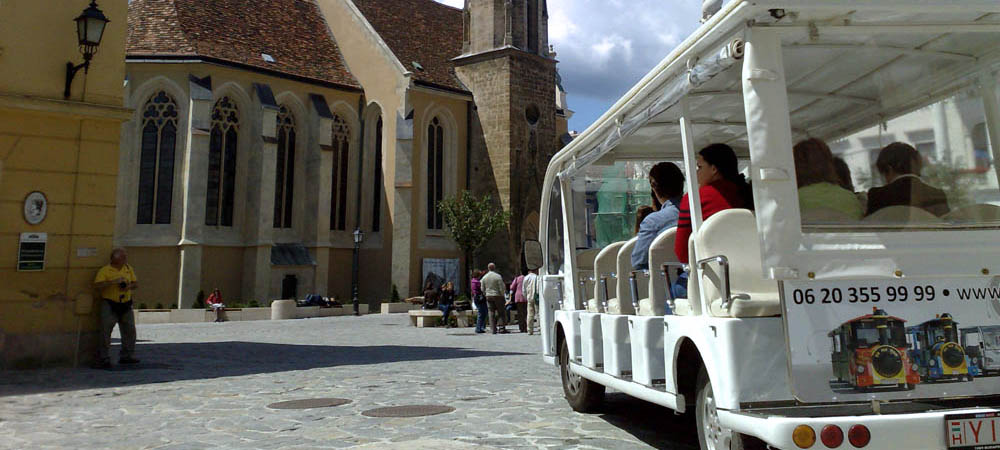 Electric bus at the main square of Sopron